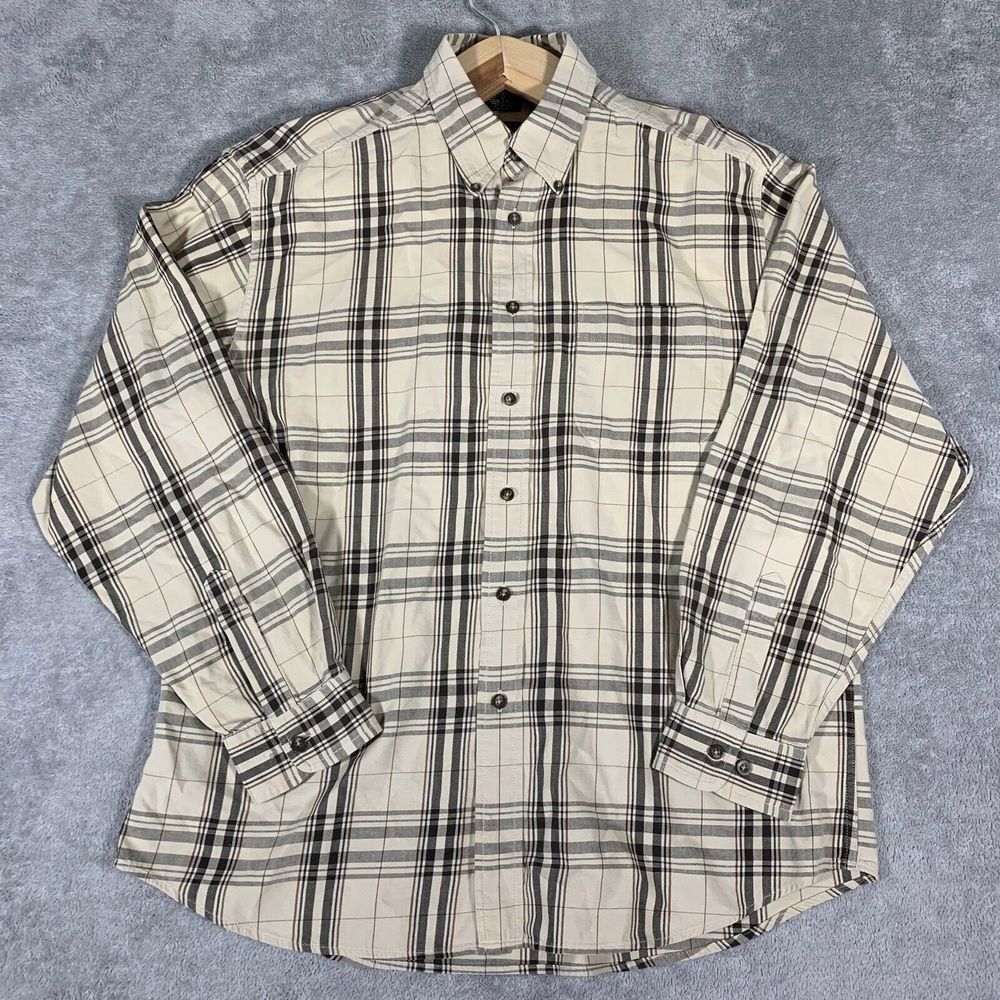 Dockers Plaid Button Up Cotton Pocket Long Sleeve Short Size Large Men’s